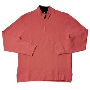 Lands' End Men's Bedford Rib Quarter Zip Long Sleeve Soft Cozy Pullover - Coral